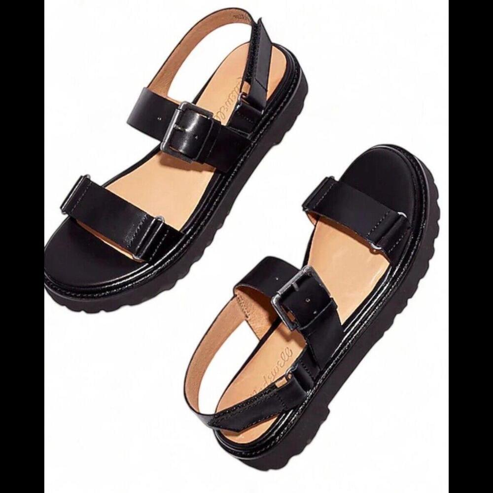 Madewell Black Leather Buckle Sandals